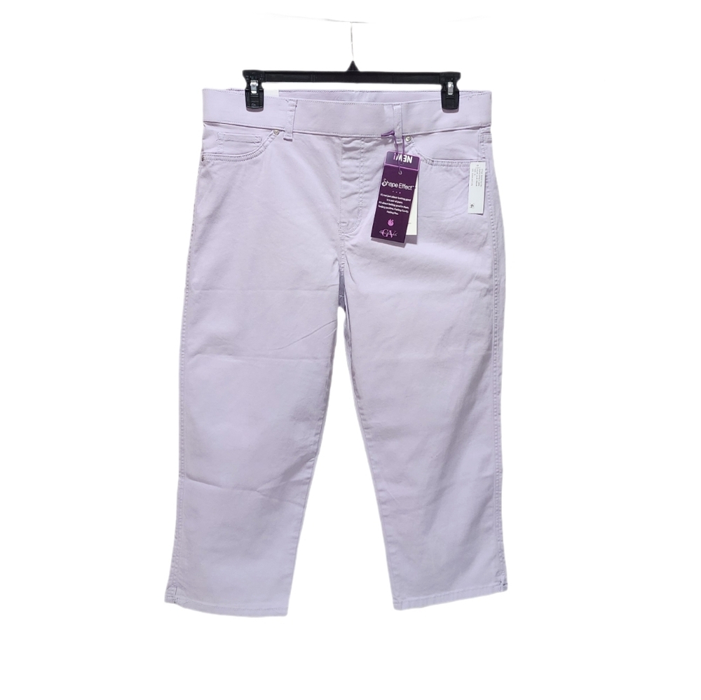 Gloria Vanderbilt Pull On Capri Jeans High Rise Shape Effect Stretch Purple 16